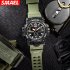 SMAEL Men Sports Watch 50m Waterproof Shockproof Clock Alarm Dual Display Luminous Quartz Wristwatch red