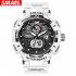 SMAEL Men Sports Watch Fashion Clock 50m Waterproof Luminous Pointer Multi functional Digital Quartz Wristwatch tea green