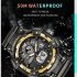 SMAEL Men Sports Watch Fashion Clock 50m Waterproof Luminous Pointer Multi functional Digital Quartz Wristwatch tea green