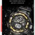 SMAEL Men Sports Watch Fashion Clock 50m Waterproof Luminous Pointer Multi functional Digital Quartz Wristwatch black