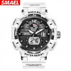 SMAEL Men Sports Watch Fashion Clock 50m Waterproof Luminous Pointer Multi-functional Digital Quartz Wristwatch White