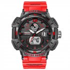 SMAEL Men Sports Watch Fashion Clock 50m Waterproof Luminous Pointer Multi-functional Digital Quartz Wristwatch red