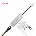 SSK 3Port USB 3 0 Type C Usb Hub Adapter Docking Station Aluminum Type C HDMI Interface   Silver