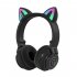 STN26 Headphones With Built in Microphone Colorful Lights Cat Ear Shape Over Ear Wireless Headphones For Boys Girls Kids black