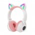 STN26 Headphones With Built in Microphone Colorful Lights Cat Ear Shape Over Ear Wireless Headphones For Boys Girls Kids black