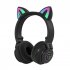 STN26 Headphones With Built in Microphone Colorful Lights Cat Ear Shape Over Ear Wireless Headphones For Boys Girls Kids black