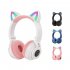STN26 Headphones With Built in Microphone Colorful Lights Cat Ear Shape Over Ear Wireless Headphones For Boys Girls Kids black