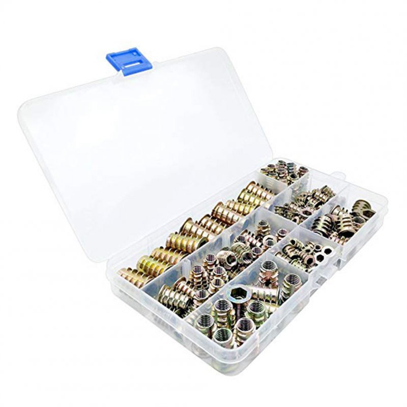 130pcs Nut Hexagonal Driver Head M4-M10 Galvanized Furniture Nut Accessories Set With Storage Box For Home Decoration 