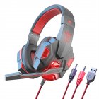 SY830MV Wired Headset Noise Canceling Stereo Headphones Over Ear Headphones With Cool LED Lighting For Cell Phone Gaming Computer Laptop black red