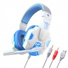 SY830MV Wired Headset Noise Canceling Stereo Headphones Over Ear Headphones With Cool LED Lighting For Cell Phone Gaming Computer Laptop white blue