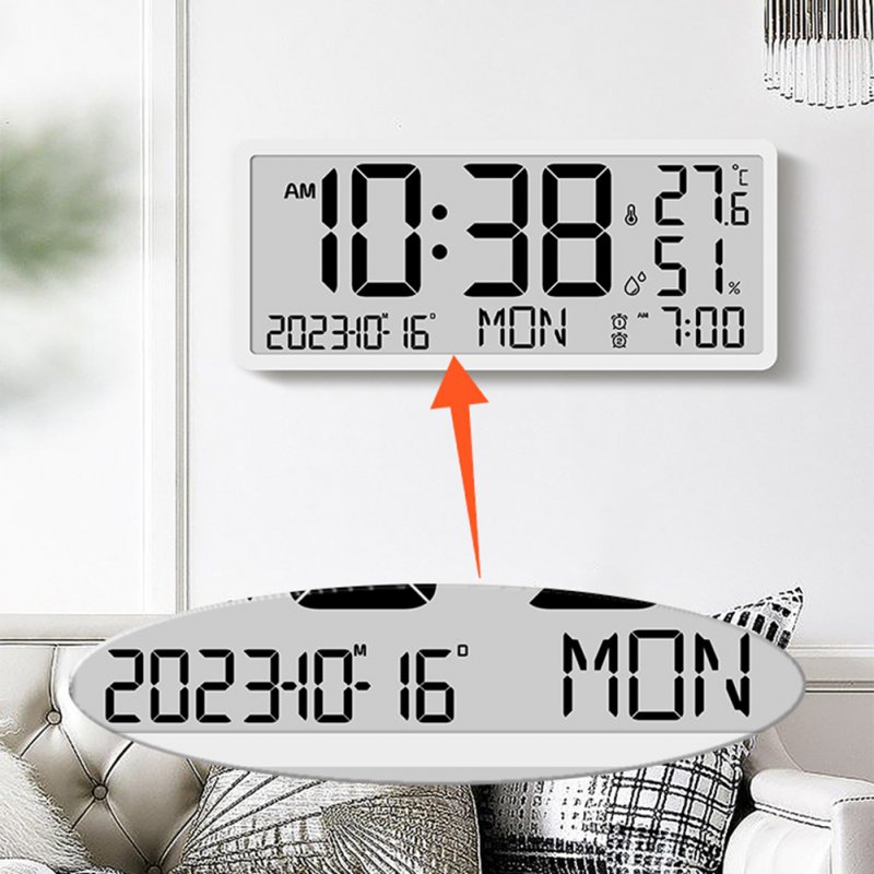 Multifunctional Wall Clock Time Date Temperature Humidity Display Digital Clock Electronic Clock 