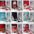 Santa Claus Christmas Snowman Christmas Tree Pattern Printing Shower Curtain   Floor Mat  Toilet Seat Cover  Foot Pad Set Y146 As shown