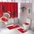 Santa Claus Christmas Snowman Christmas Tree Pattern Printing Shower Curtain   Floor Mat  Toilet Seat Cover  Foot Pad Set Y187 As shown