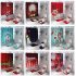 Santa Claus Christmas Snowman Christmas Tree Pattern Printing Shower Curtain   Floor Mat  Toilet Seat Cover  Foot Pad Set Y187 As shown