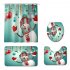 Santa Claus Christmas Snowman Christmas Tree Pattern Printing Shower Curtain   Floor Mat  Toilet Seat Cover  Foot Pad Set Y141 As shown