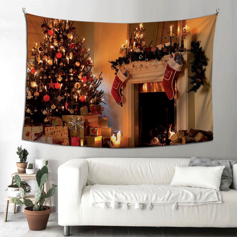 Santa Claus Halloween Fireplace Background Cloth  Tapestry 150*200cm Hanging Decoration Type F