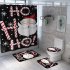 Santa Claus Pattern Printing Bath set Shower Curtain Toilet Mat Set for Christmas Decor black 3pcs mat