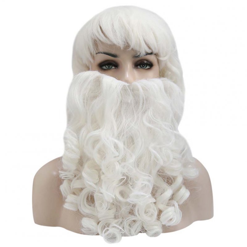 Santa Claus Wig + Beard Set Christmas Decorative Costume Accessory Adult Cosplay Fancy Dress Beard + wig set