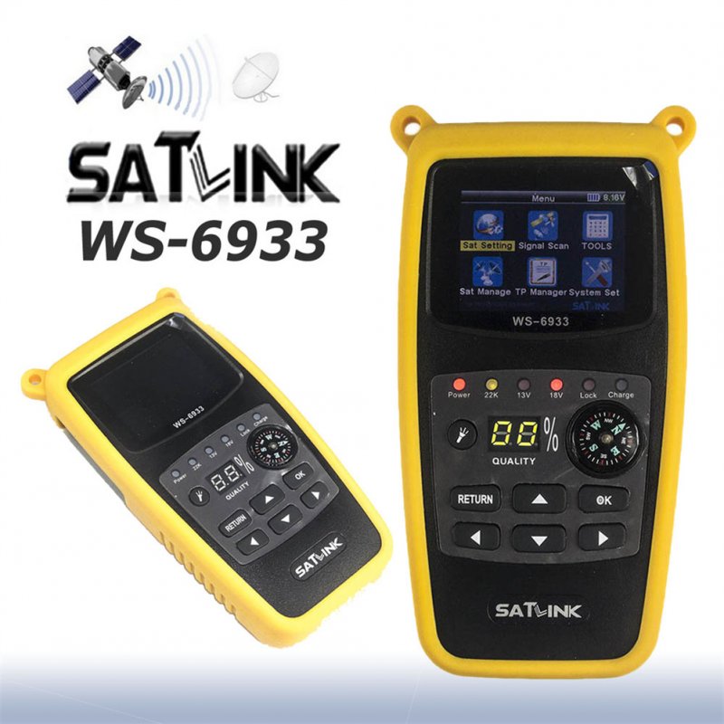 Wholesale Satellite Finder Satlink Ws-6933 Digital Satfinder Dvb-s2  2.1-inch Lcd Screen Display Sat Meter Detector US Plug From China