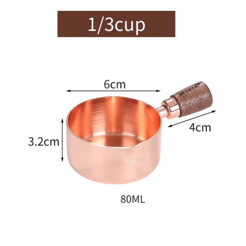 Sauce Pot with Rosewood Wooden Handle Sauce Cup Plate for Cooking Utensils 1/3 copper cup with wooden handle