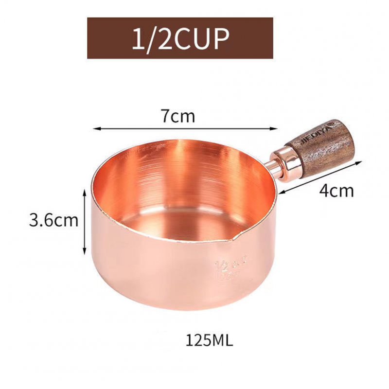 Sauce Pot with Rosewood Wooden Handle Sauce Cup Plate for Cooking Utensils 1/2 copper cup with wooden handle