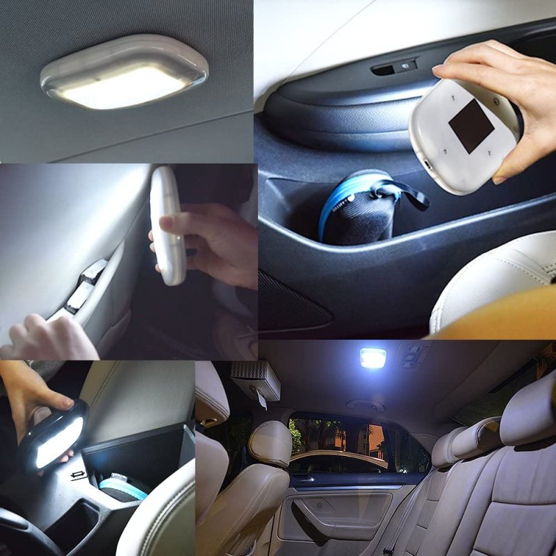 Car Ceiling Roof Lights Led Interior Reading Light Illuminator Car USB Rechargeable Light No Damage Installation With 320 Mah Battery White shell