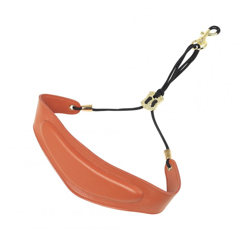 Saxophone Neck Band Leather Neck Strap Leather Mat + Metal Buckle Saxophone Accessories Orange_F-75