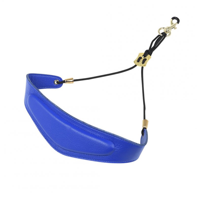 Saxophone Neck Band Leather Neck Strap Leather Mat + Metal Buckle Saxophone Accessories blue_F-75