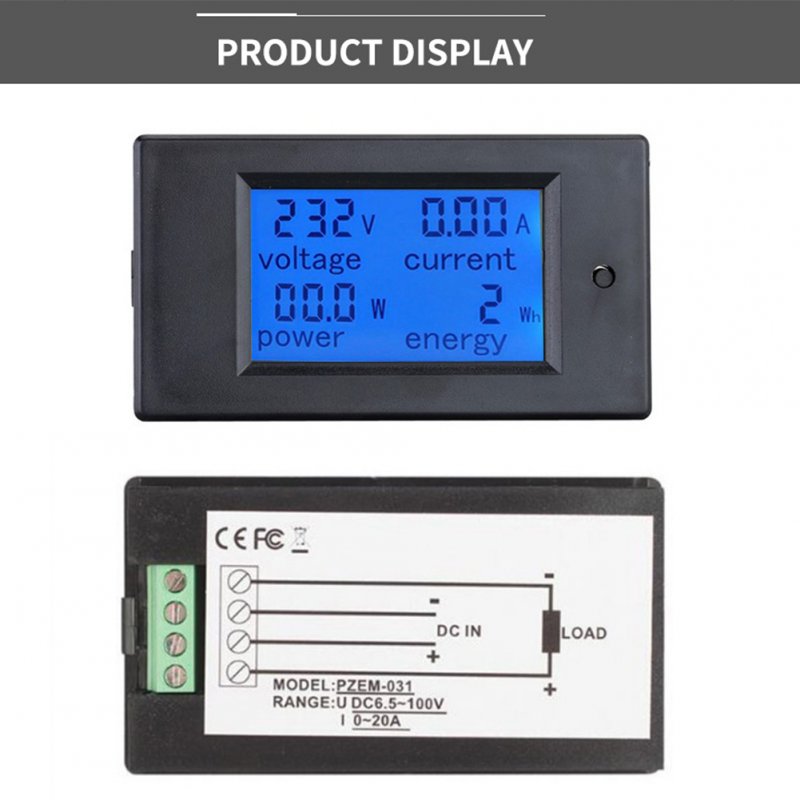 Dc Tspzem-031 Digital Watt Current Power Voltage Meter Ammeter Voltmeter 
