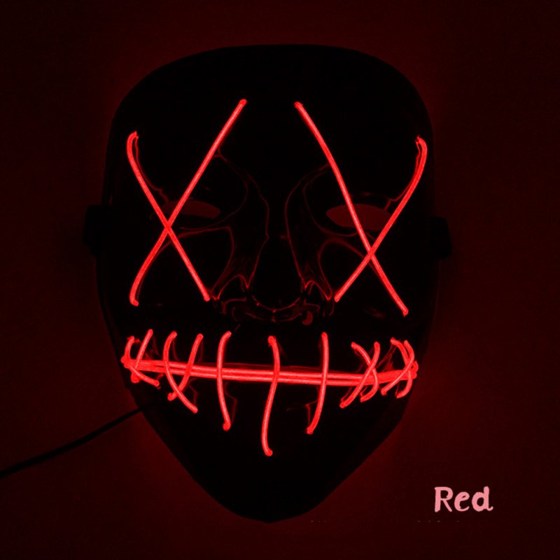 Wholesale Scary Halloween Mask Led Light Up V Shape Face Mask For Festival Cosplay Costume Red