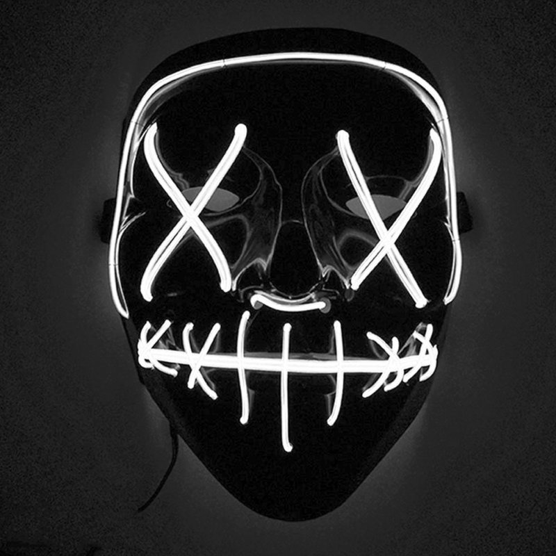 Halloween Mask LED Light Up Mask White Light