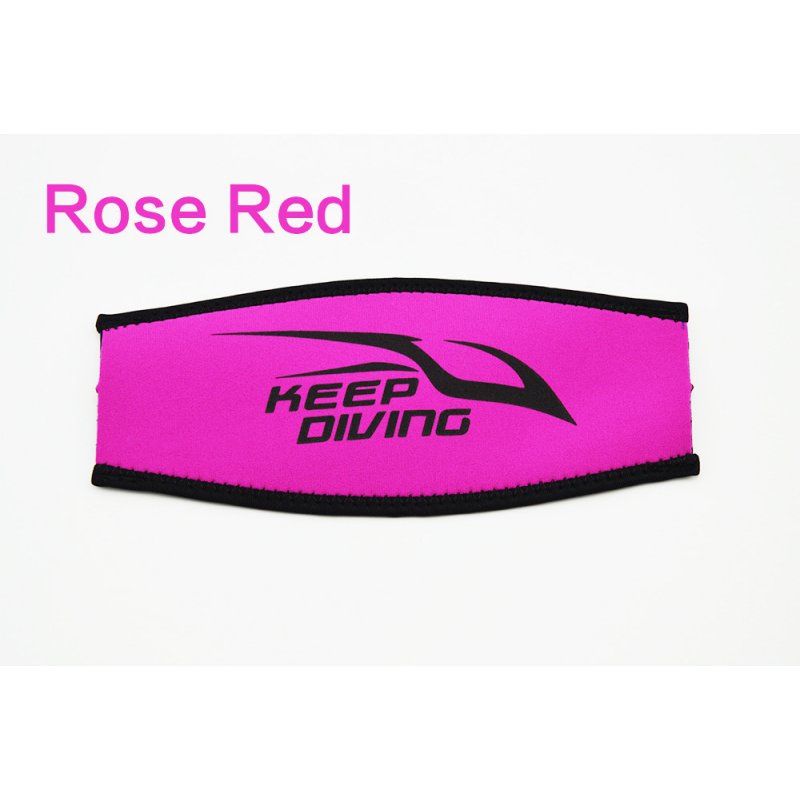 Scuba Diving Mask Head Strap Cover Mask Padded Protect Long Hair Band Strap-Wrapper  Rose red + black pattern_Free size
