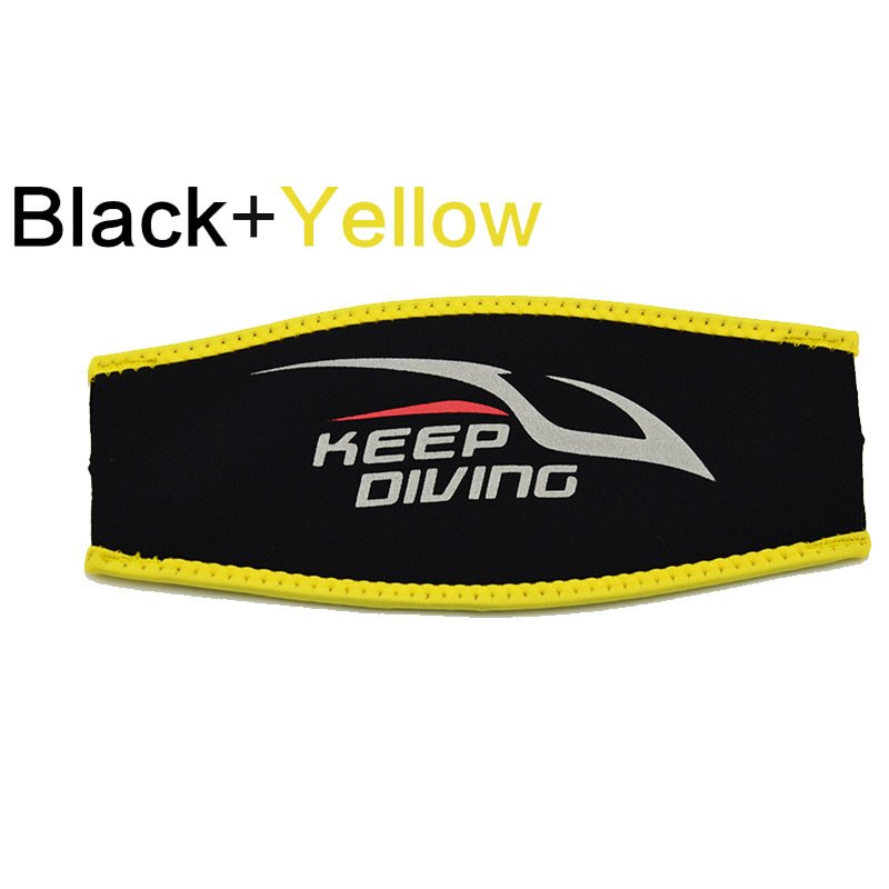 Scuba Diving Mask Head Strap Cover Mask Padded Protect Long Hair Band Strap-Wrapper  Black yellow edge_Free size