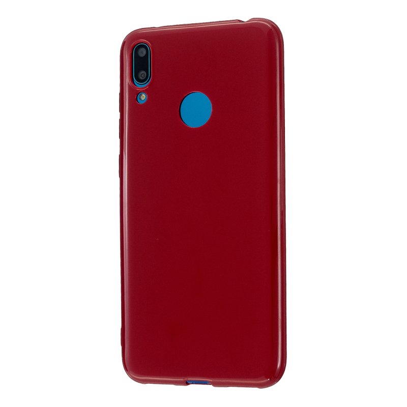 For HUAWEI Y6/Y7 Prime 2019 Glossy TPU Phone Case Mobile Phone Soft Cover Full Body Protection Rose red