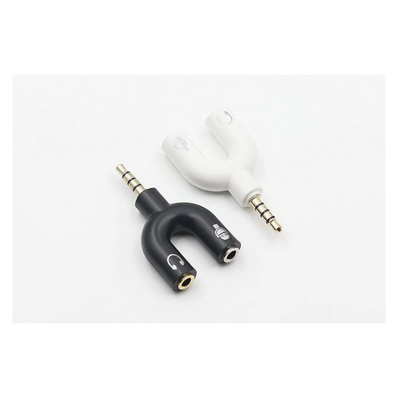 3.5mm Dispenser U-Shaped Stereo Plug Stereo Audio Microphone and Headphone Adapter Headset Splitter for Smartphone MP3 Player MP4 