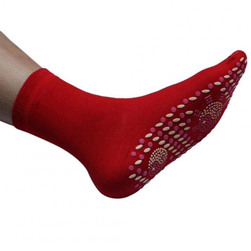 Self Heating Therapy Magnetic Socks Unisex Magnetic Therapy Massage Socks  red_One size