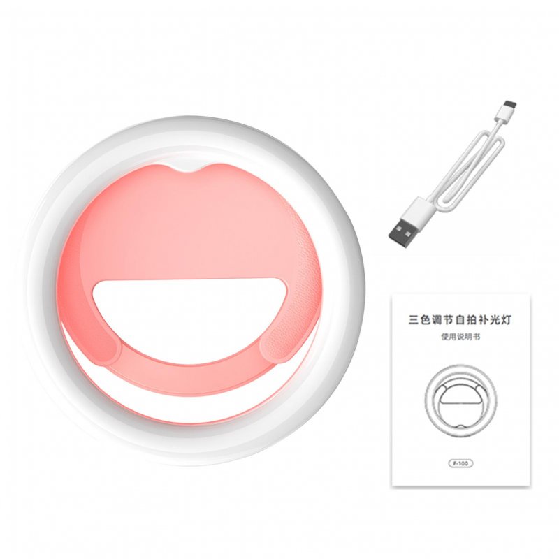 Selfie Ring Light 180° Rotatable Flexible 40LED Selfie Fill Light With Retaining Clip On For Makeup Live Stream pink