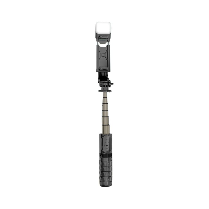 Selfie Stick Tripod Sturdy Aluminium Alloy Phone Tripod Stand Portable Lightweight Handheld Phone Tripod Stand With Fill Light Compatible For Android IOS Devices Q10S aluminum alloy black