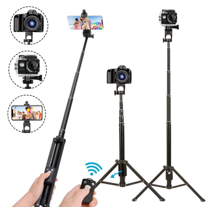 Selfie Stick Tripod Extendable Camera Tripod for Cellphone Wireless Remote for Apple & Android iPhone 8 X Plus Samsung Galaxy S9 Note8 black