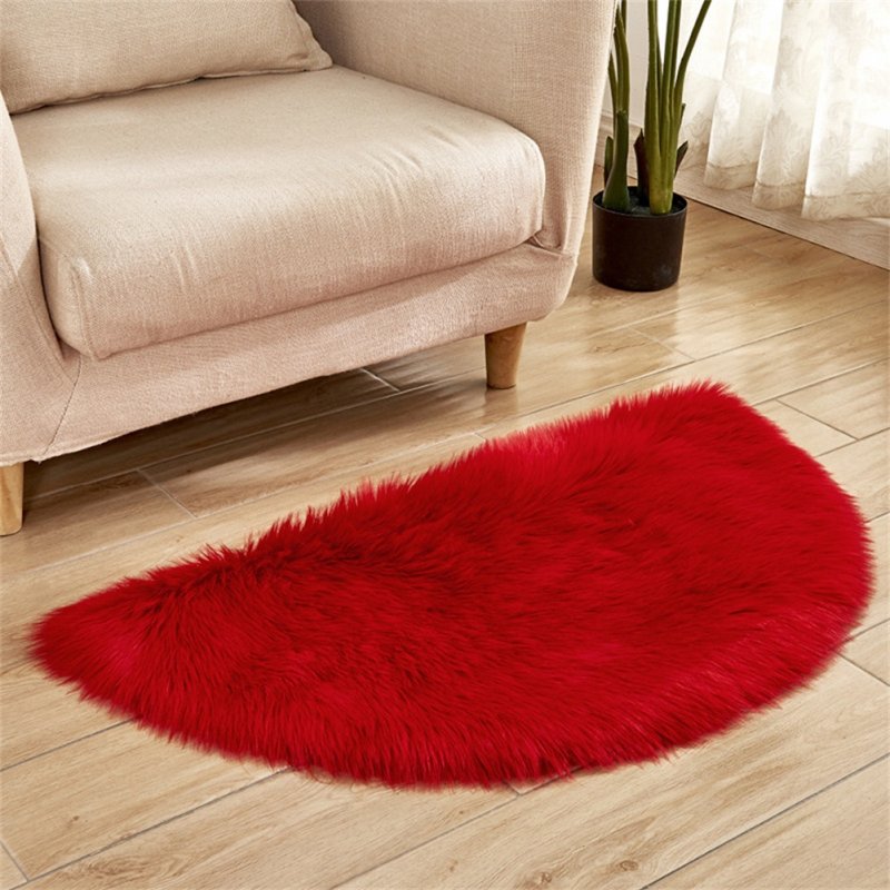 Semi-circle Plush Round Area Rugs for Kids Girls Room Carpet Nursery Rug Bedroom Living Room Floor Carpet  red_30*60cm