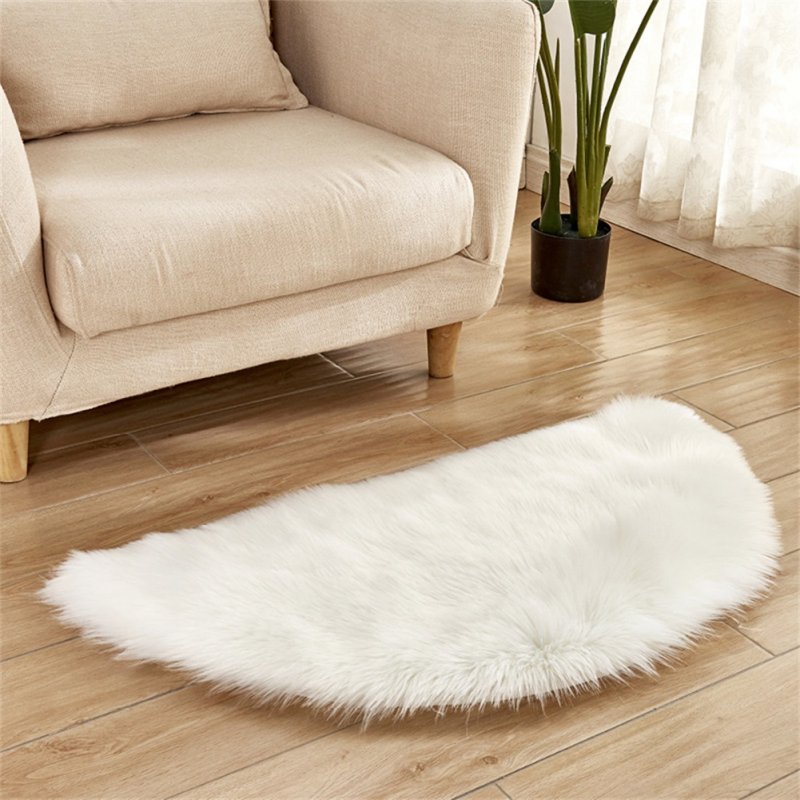 Semi-circle Plush Round Area Rugs for Kids Girls Room Carpet Nursery Rug Bedroom Living Room Floor Carpet  white_30*60cm