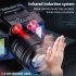 Sensor Led Headlamp Zoomable Usb Charging Fishing Lamp Head mounted Flashlight Torch Black