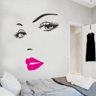 Sexy Eyelash Lady Removable Waterproof Wall Sticker Bedroom Decoration Rose red lips