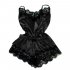 Sexy Lingerie Women Silk Lace Casual Loose Solid Sleeveless Dress Babydoll Nightdress Nightgown Sleepwear black XXL