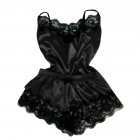 Sexy Lingerie Women Silk Lace Casual Loose Solid Sleeveless Dress Babydoll Nightdress Nightgown Sleepwear black_XL