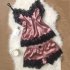 Sexy Lingerie Women Silk Lace Casual Loose Solid Sleeveless Dress Babydoll Nightdress Nightgown Sleepwear black M