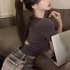 Sexy Short sleeved T shirt For Women Summer Backless Slim Fit Pullover Tops Elegant Round Neck Blouse White XL