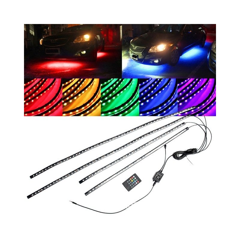 Bright Auto LED Strip Neon Car Bottom Lights Music Active Sound System Light 