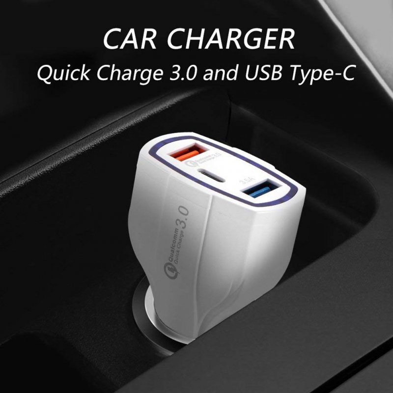Quick Charge 3.0 with USB Type C Car Charger Built-in Power Delivery PD Port 35W 3 Ports for Apple iPad+iPhone X/8/Plus/Samsung Galaxy+/LG, Nexus, HTC 