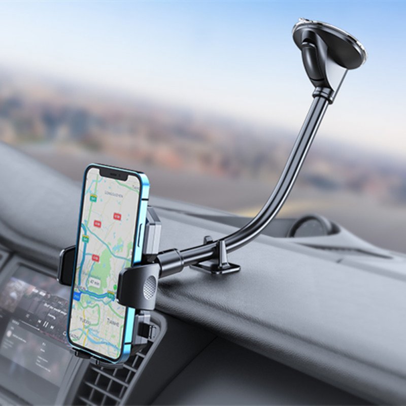 Windshield Car Phone Mount Holder Flexible Hose Extension Dashboard Suction Cup Bracket 